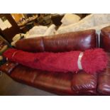 RIMO DESIGNS, HAND WOVEN RED VISCOSE SHAGGY PILE OBLONG RUG, 223.5cm x 203cm