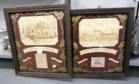 CHATEAU LATOUR and CHATEAU HAUT- MARBUZET, FRENCH WINE ADVERTISING MIRRORS, each with wine label and