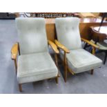 A PAIR OF PARKER KNOLL STYLE 1960'S RECLINING FIRESIDE ARMCHAIRS