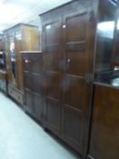 LADY’S AND GENT’S OAK WARDROBES 36in x 74in (91.4 x 187.9cm) and 31in x 54 1/2in (78.7 x 138.4cm)