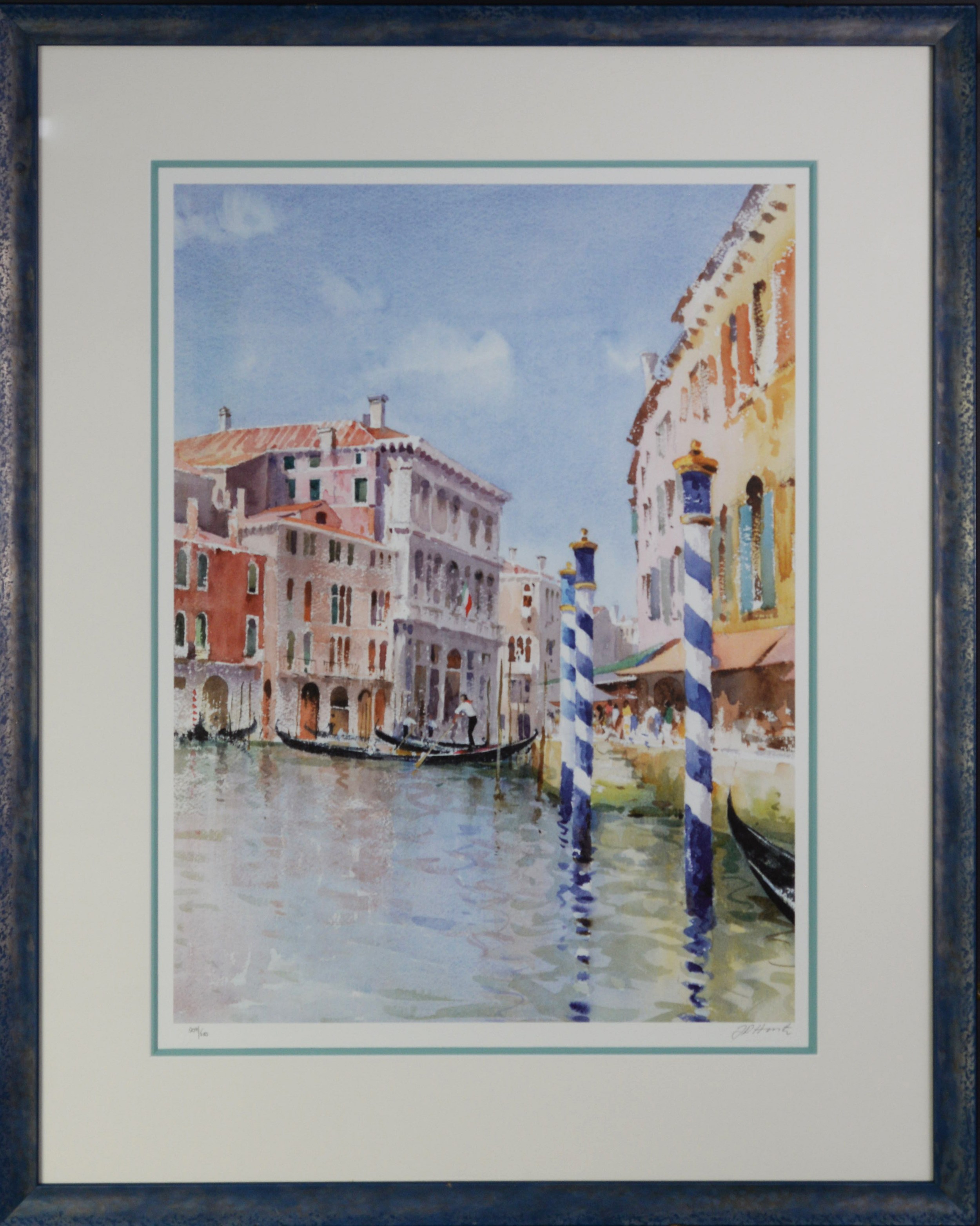 BARRIE HASTE THREE ARTIST SIGNED LIMITED EDITION COLOUR PRINTS Venetian scenes 24” x 10 ½” (35.6cm x - Image 4 of 7
