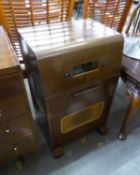 PYE WALNUT CASED RADIOGRAM WITH MAINS RADIO OVER A PULL-DOWN FRONT WITH RECORD TURNTABLE