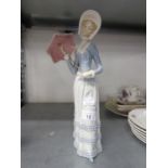 LLADRO FIGURE OF A LADY IN LONG DRESS HOLDING A PARASOL, 13in (33cm) high