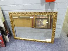 GILT FRAMED OBLONG BEVELLED EDGE WALL MIRROR