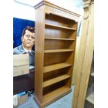 AN OAK FIVE-TIER OPEN BOOKCASE, 35 1/2in x 76in x 13 1/2in (90.1 x 193 x 34.2cm)