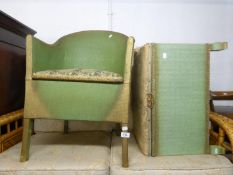 GREEN LOOM TUB ARMCHAIR AND OTTOMAN BOX