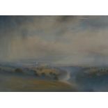 PETER ALLIS (b.1944) WATERCOLOUR A panoramic view of Richmond, Yorkshire Signed lower left 19" x 27"