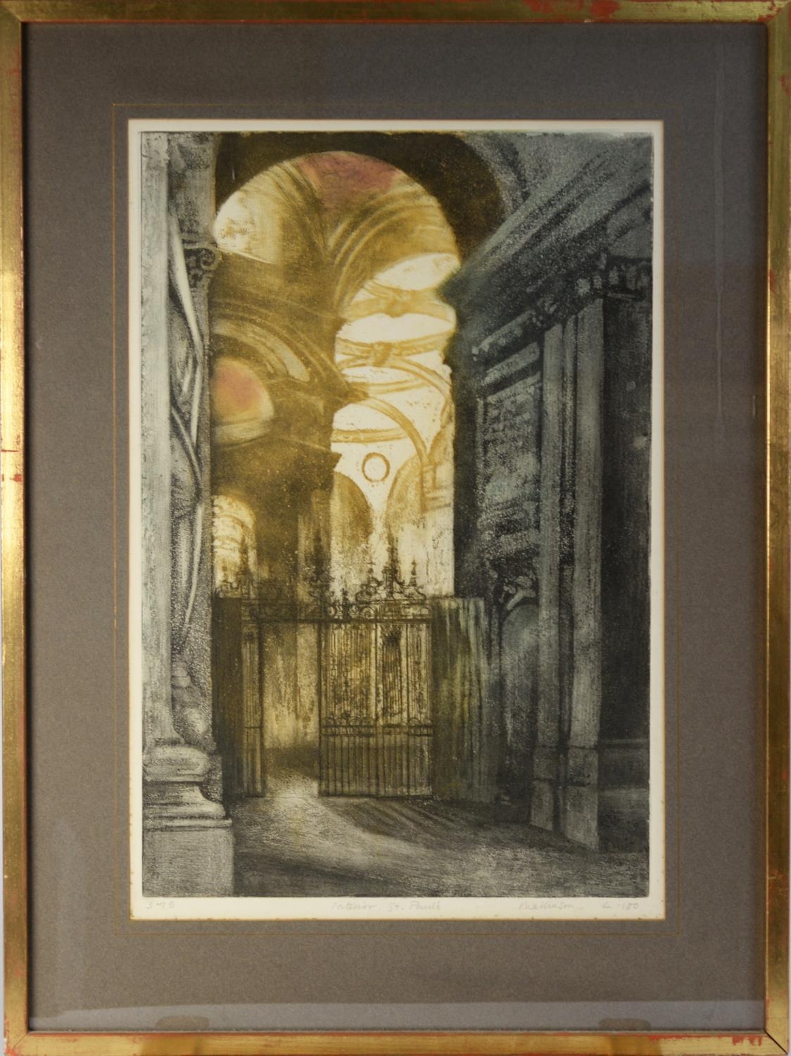 PAT MALLINSON (b.1950) ARTIST SIGNED LIMITED EDITION LITHOGRAPH IN COLOURS ‘Interior St. Pauls’ - Image 2 of 2