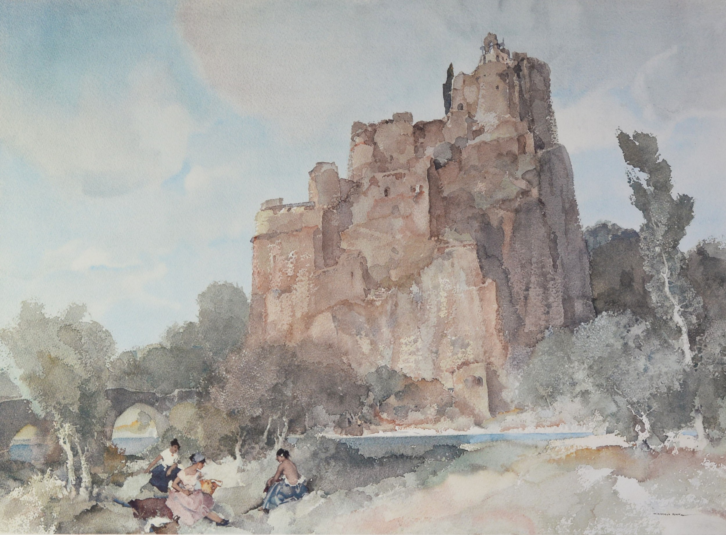 SIR WILLIAM RUSSELL FLINT LIMITED EDITION COLOUR PRINT ‘Picnic at la Roche’, (10/850) 19 ½” x
