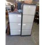 METAL FOUR DRAWER FILING CABINET AND A THREE DRAWER FILING CABINET