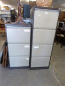 METAL FOUR DRAWER FILING CABINET AND A THREE DRAWER FILING CABINET