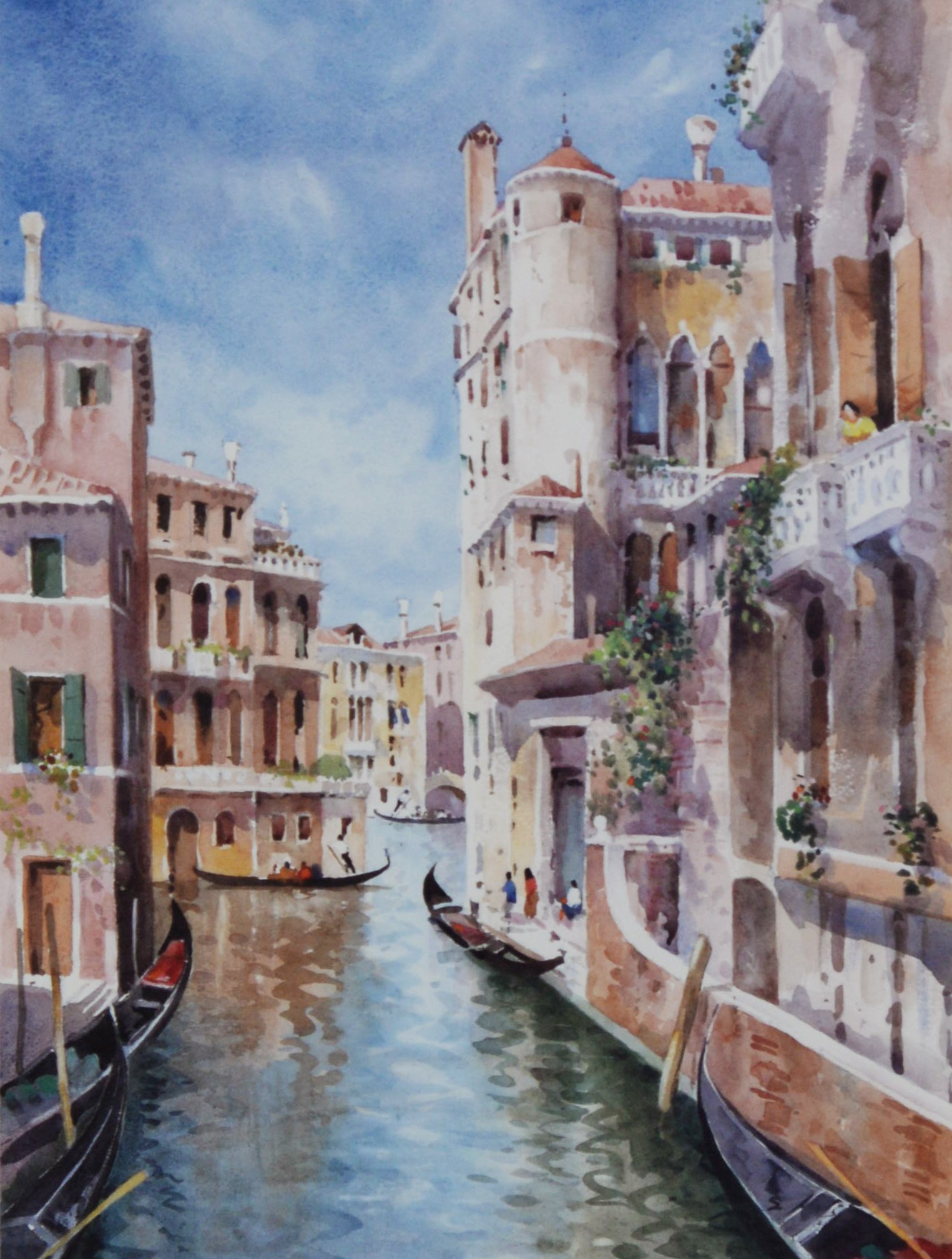BARRIE HASTE THREE ARTIST SIGNED LIMITED EDITION COLOUR PRINTS Venetian scenes 24” x 10 ½” (35.6cm x - Image 2 of 7