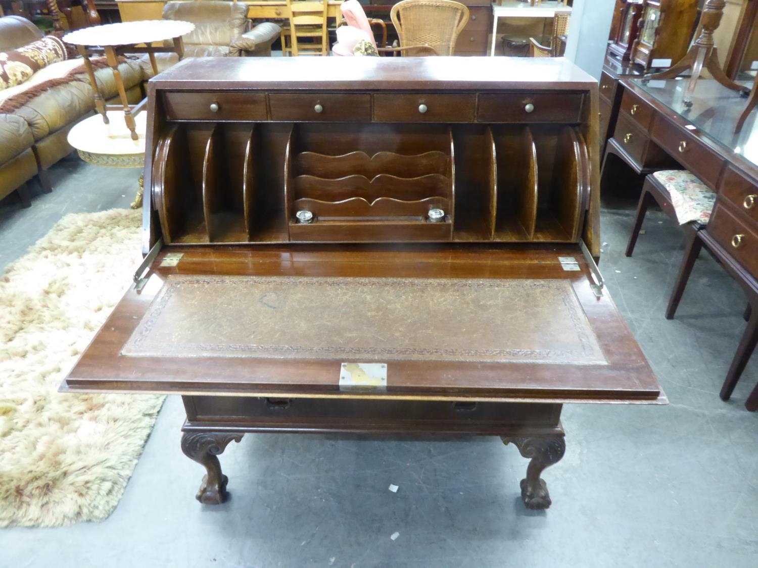 MAHOGANY BUREAU, 36in x 42in x 18in (91.4 x 106.6 x 45cm) - Image 2 of 2