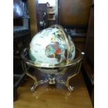 HARDSTONE SET MODERN TERRESTRIAL GLOBE, ON GILT METAL STAND, APPROXIMATELY 16in (40.6cm) DIAMETER