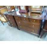STAG MINSTREL MAHOGANY CHEST WITH THREE SMALL AND TWO LONG DRAWERS, A BEDSIDE CHEST OF FOUR