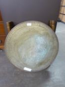 MIDDLE EASTERN BRASS TOPPED CIRCULAR COFFEE TABLE, 23 1/2in (59.6cm) DIAMETER