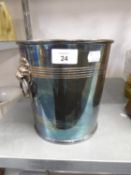 GOOD QUALITY ELECTROPLATE ICE BUCKET WITH TWO LION'S MASK AND RING HANDLES, INTERIOR LOOSE DRAINER