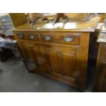 EDWARDIAN OAK MIRROR BACKED SIDEBOARD, 48 1/2in x 74in x 21 1/2in (123.1 x 187.9 x 54.6cm)