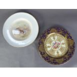 POST-WAR ROYAL WORCESTER PORCELAIN PLATE, the centre enamelled with quail, indistinctly signed,