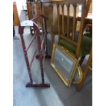 TWO GILT FRAMED MIRRORS AND A CHEVAL TOWEL RAIL