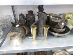 MIXED LOT OF EARLY TO MID TWENTIETH CENTURY PEWTER, to include: UNITY THREE PIECE TEA SET, the