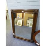 OAK FRAMED OBLONG WALL MIRROR, 36in x 27in (91.4 x 68.5cm)