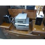 DENON STACKING HIFI SYSTEM WITH CASSETTE DECK, CD PLAYER AND RADIO TUNER AND A PAIR OF LOUDSPEAKERS