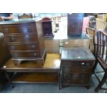 PAIR OF MAHOGANY BEDSIDE CHESTS OF FOUR DRAWERS, WITH BOW FRONTS, 61CM HIGH X 46CM WIDE X 35CM DEEP