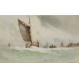 FRANCIS JAMIESON (1895-1950) WATERCOLOUR Coastal shipping in rough waters Signed 7 ½” x 12 ¼” (