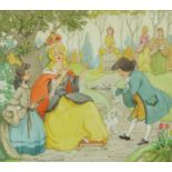 PATIENCE ARNOLD (1901-1992) WATERCOLOUR 'Queen Anne, Queen Anne, she sets on the Sun' Signed lower