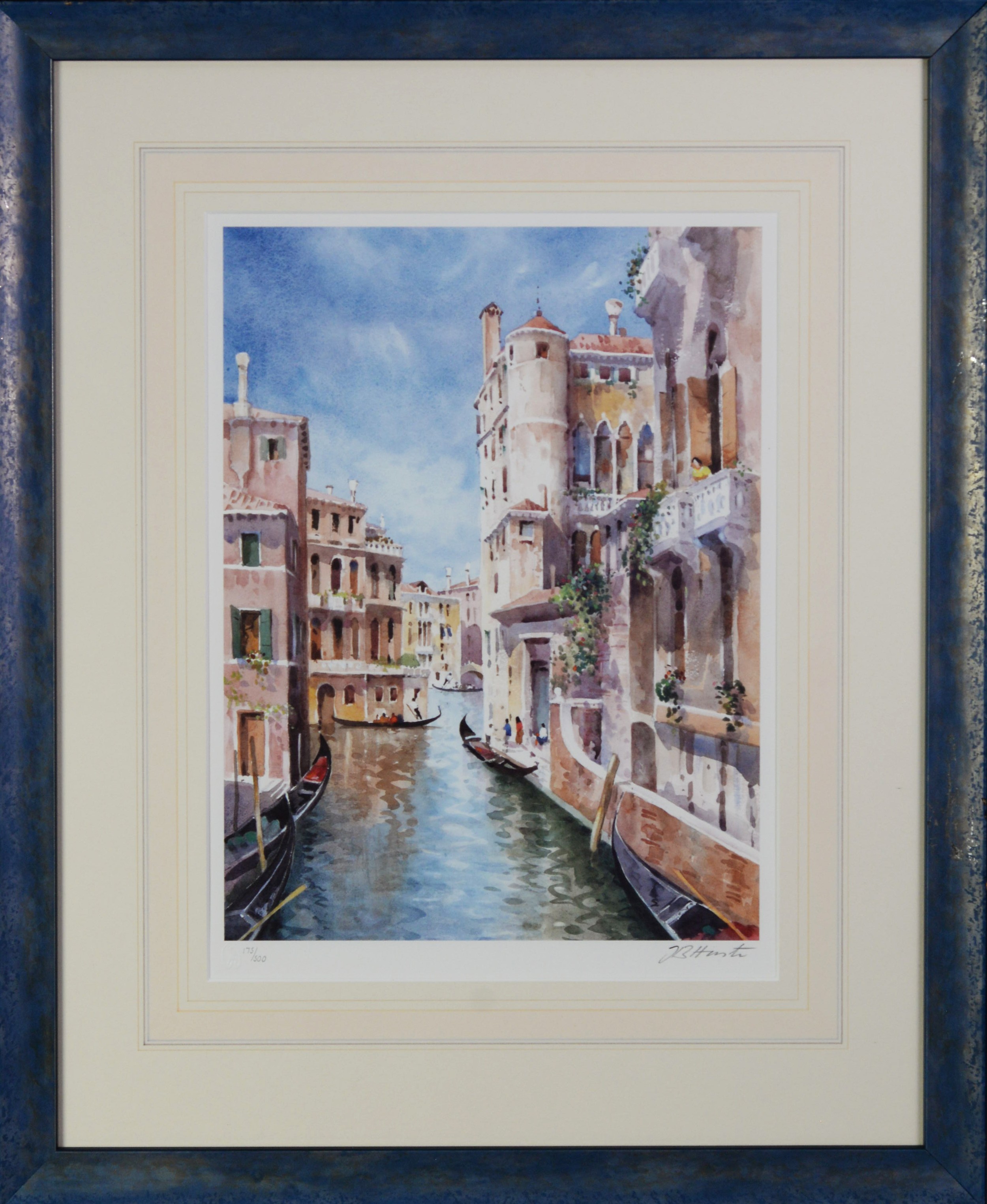 BARRIE HASTE THREE ARTIST SIGNED LIMITED EDITION COLOUR PRINTS Venetian scenes 24” x 10 ½” (35.6cm x - Image 5 of 7