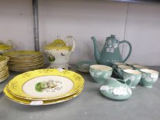 FORTY ONE PIECE GROSVENOR CHINA ‘YELLOW BIRDS’ PATTERN TEA SET FOR TWELVE PERSONS, including teapot,