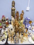 COLLECTION OF MODERN COMPOSITION ORIENTAL FIGURES, mainly modelled standing, 28” high and smaller,