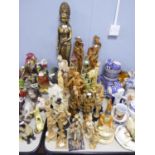 COLLECTION OF MODERN COMPOSITION ORIENTAL FIGURES, mainly modelled standing, 28” high and smaller,