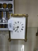 AN EARLY 20TH CENTURY ENGLISH CARRIAGE CLOCK, ‘PONTYPOOL’, 4 ½” HIGH