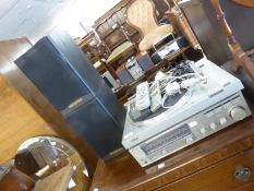 SONY RECORD TURNTABLE AND SONY TUNER AMPLIFIER AND A PAIR OF LOUDSPEAKERS