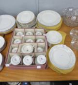 JAPANESE FINE CHINA ‘PLATINUM ROSE’ PATTERN DESSERT SERVICE FOR EIGHT PERSONS, APPROX 50  PIECES
