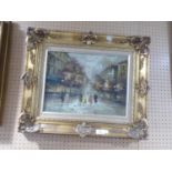 LATE 20th CENTURY FRENCH OIL PAINTING ON CANVAS, PARISIAN SCENE, SIGNED AND DATED 1977, PICTURE