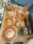 COLLECTION OF GOLD COLOURED CARNIVAL GLASS, APPROXIMATELY 17 PIECES