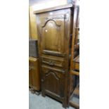 20TH CENTURY STAINED WOOD COCKTAIL CABINET, WITH TWO PANEL DOORS AND MID-SECTION DRAWER, ON EXTENDED