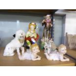 SMALL MIXED LOT OF CERAMICS, comprising: TWO BISQUE PIANO BABIES, ROYAL DOULTON GROUP, ‘