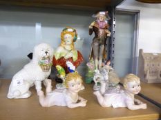 SMALL MIXED LOT OF CERAMICS, comprising: TWO BISQUE PIANO BABIES, ROYAL DOULTON GROUP, ‘