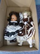 TWO MODERN COSTUME DOLLS, ONE BISQUE, ONE HARD PLASTIC