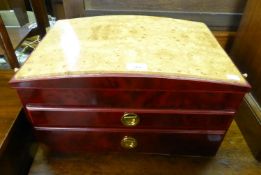 MODERN LARGE JEWELLERY BOX, WITH HINGE LID AND TWO FULL WIDTH HINGE LID AND WITH TWO FULL WIDTH