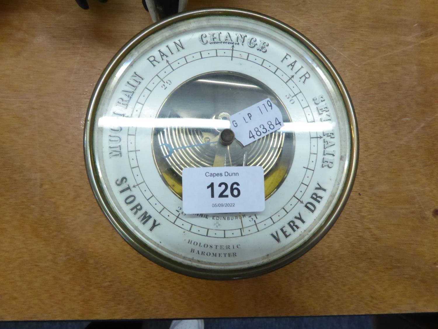 ANEROID BAROMETER, IN BRASS DRUM CASE