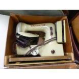HELVETIA ELECTRIC PORTABLE SEWING MACHINE, IN FABRIC CASE, WITH FOOT CONTROL