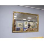 RECTANGULAR WALL MIRROR WITH CUT LINE BORDER, IN GILT FRAME, 2ft2in (66cm) HIGH, 3ft2in (96.5cm)