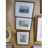 THREE 19TH CENTURY BOOKPLATE ENGRAVINGS, MANCHESTER, TOPOGRAPHICAL, HOGARTH, FRAMED