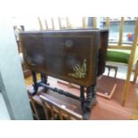 EDWARDIAN BONE INLAID ROSEWOOD TOPPED SUTHERLAND TABLE, WITH DARK STAINED, PROBABLY BEECHWOOD