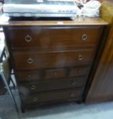 STAG MAHOGANY TALL CHEST OF FOUR FULL-WIDTH DRAWERS AND THREE MID SECTION SMALL DRAWERS